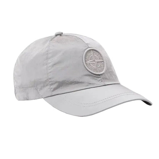 Stone Island Baseball Embroidery Nylon Cap Metal - Pearl Grey
