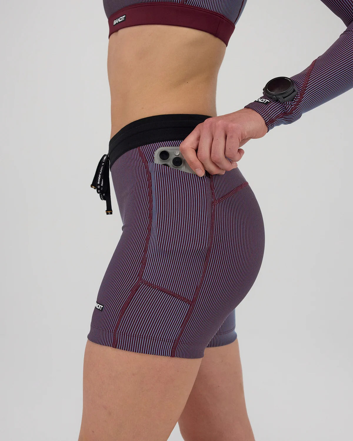 Bandit Striped Cadence 5” Compression Short - Fig / Vintage Blue