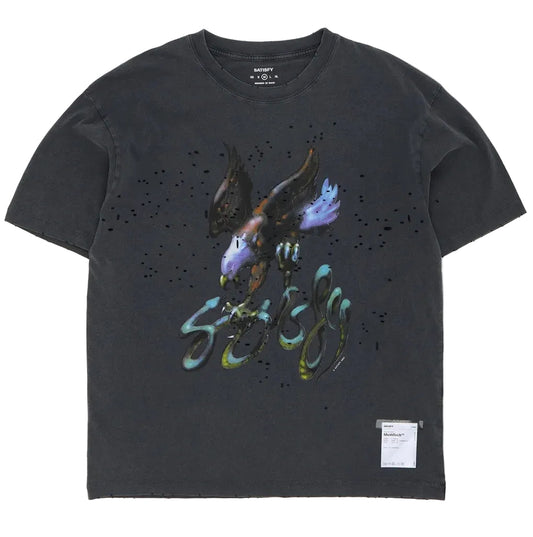 Satisfy Mothtech Tee Airbrush Eagle - Aged Black
