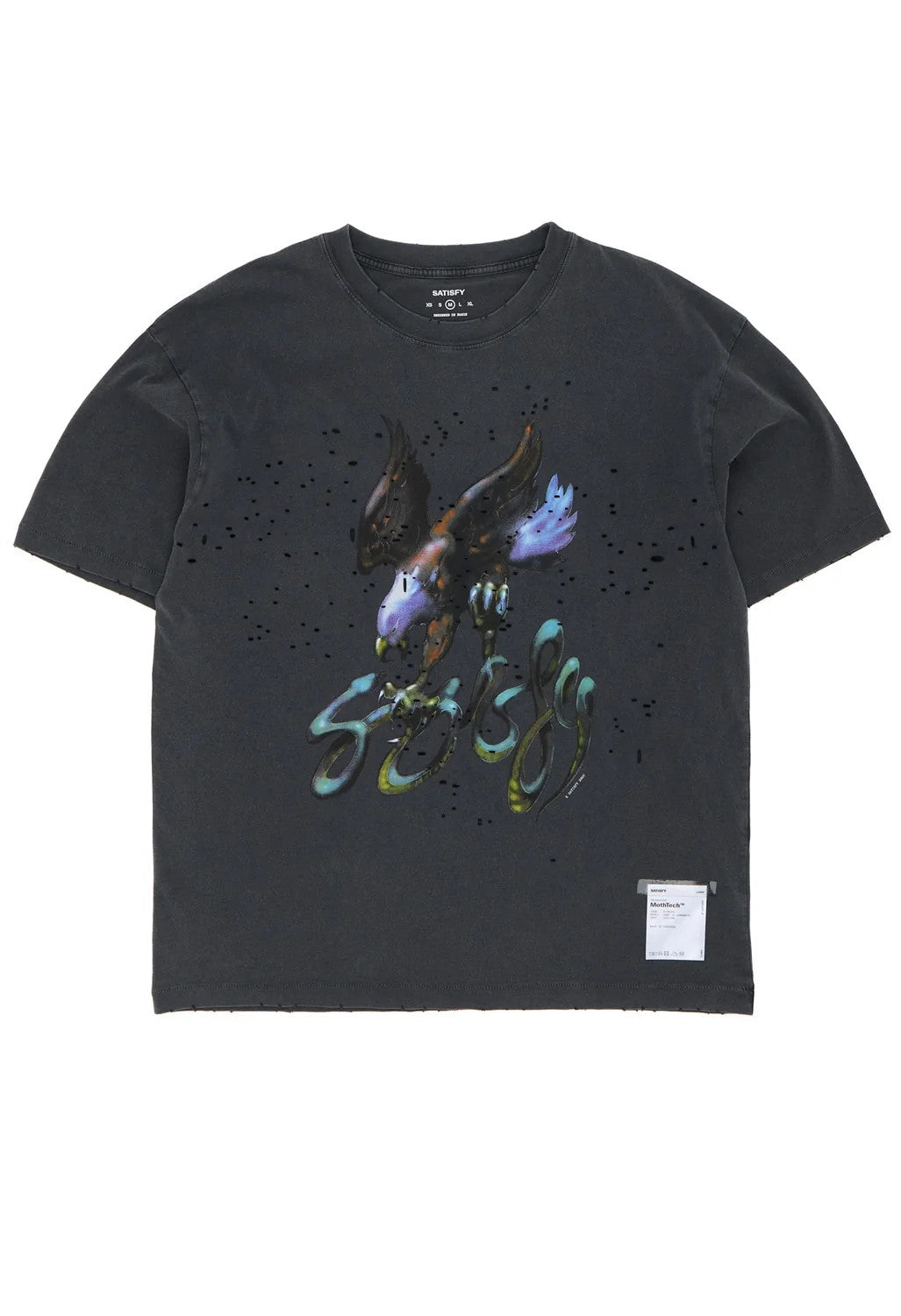 Satisfy Mothtech Tee Airbrush Eagle - Aged Black