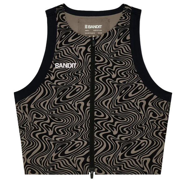 Bandit Women's Adapto™ 2-Way Zip Race Crop - Melted Marble Cocoa / Black