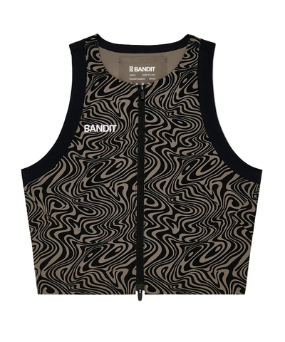 Bandit Women's Adapto™ 2-Way Zip Race Crop - Melted Marble Cocoa / Black