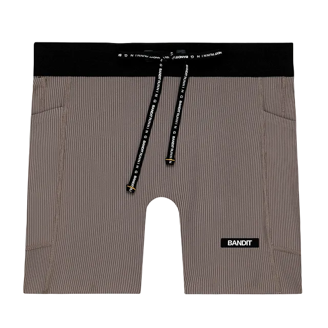 Bandit Men's Striped Cadence™ Quarter Tights - Concrete Taupe / Cocoa