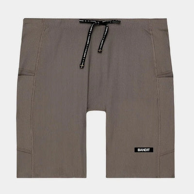 Bandit Men's Striped Cadence™ Quarter Tights - Concrete Taupe / Cocoa