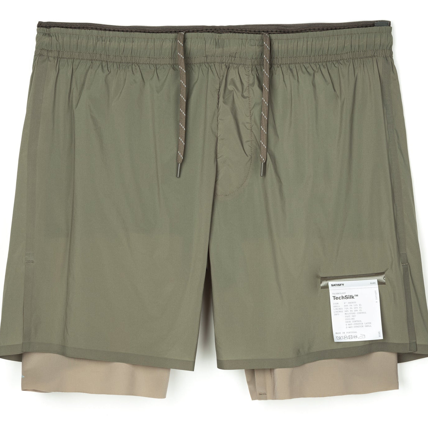 Satisfy Techsilk 8" Layered Shorts - Vetiver (Run Away)