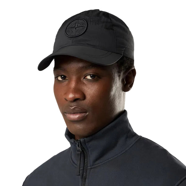 Stone Island Baseball Cap With Compass Embroidery Nylon Metal - Black