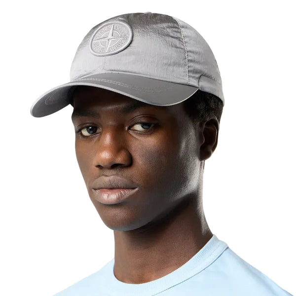 Stone Island Baseball Cap With Compass Embroidery Nylon Metal - Pearl Grey