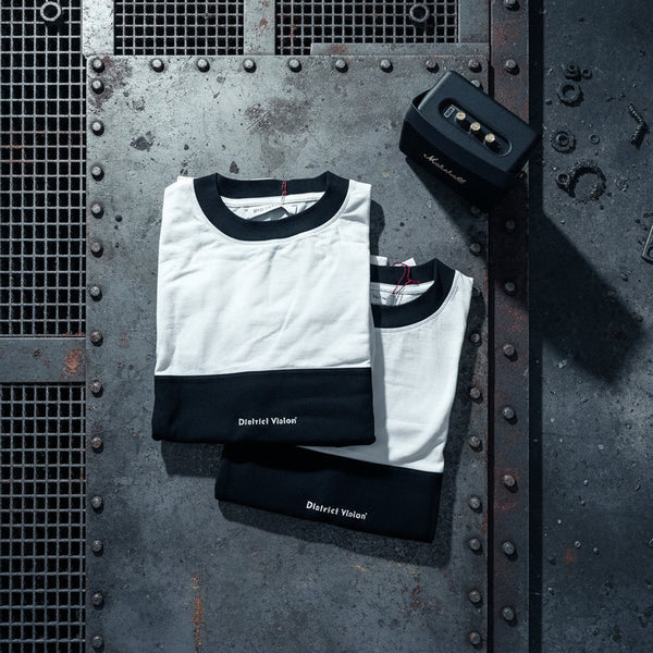 District Vision Japan Cotton Ringer Tee - Vintage White-Black