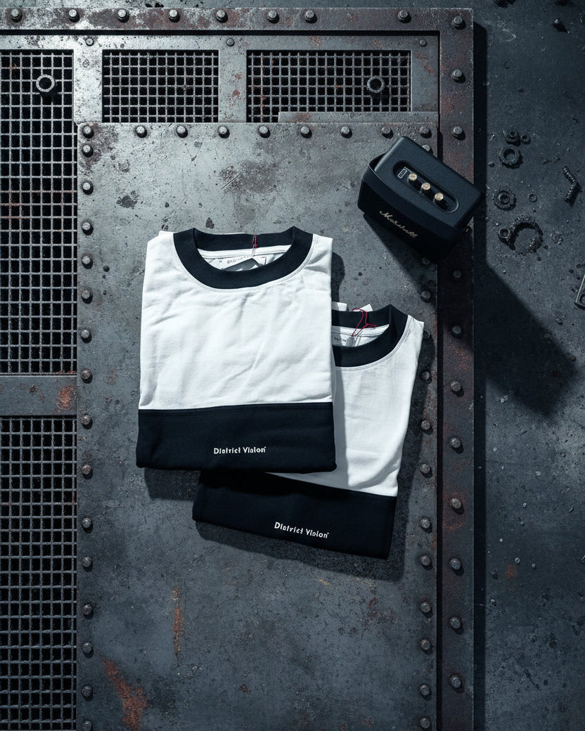 District Vision Japan Cotton Ringer Tee - Vintage White-Black