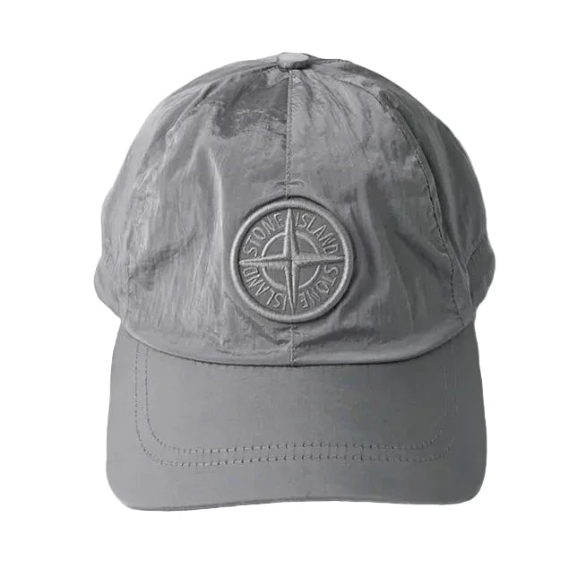 Stone Island Baseball Embroidery Nylon Cap Metal - Pearl Grey