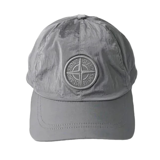 Stone Island Baseball Embroidery Nylon Cap Metal - Pearl Grey