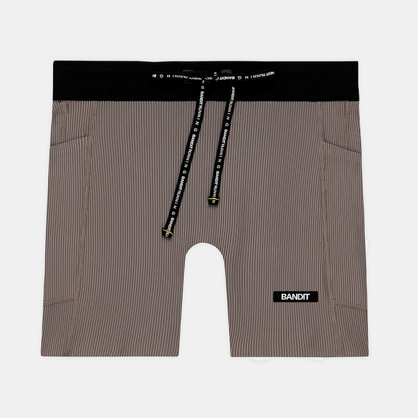 Bandit Women's Striped Cadence™ 5" Compression Shorts - Concrete Taupe / Cocoa