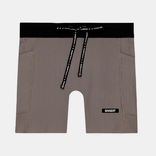 Bandit Women's Striped Cadence™ 5" Compression Shorts - Concrete Taupe / Cocoa