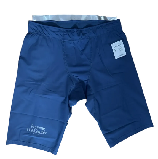 Satisfy Desert Running Cult Member Half Tights 9” Shorts - Dark Blue