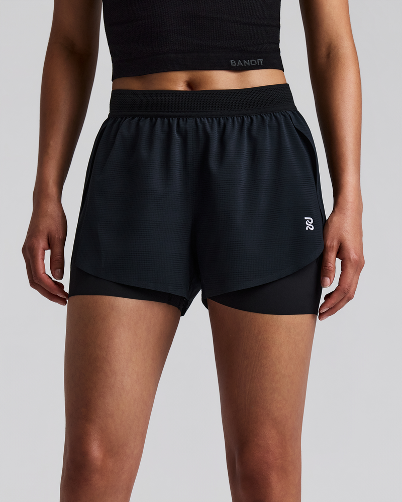 Bandit Women's CoolGrid™ 2in1 Run Shorts - Black