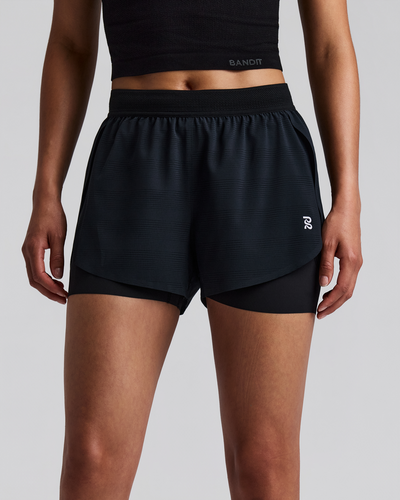 Bandit Women's CoolGrid™ 2in1 Run Shorts - Black