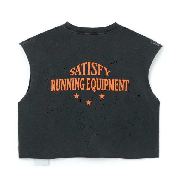 Satisfy Mothtech Women’s Crop Muscle Tee LG5 Off Road - Aged Black