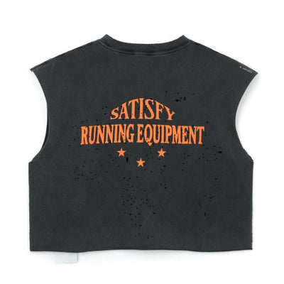 Satisfy Mothtech Women’s Crop Muscle Tee LG5 Off Road - Aged Black