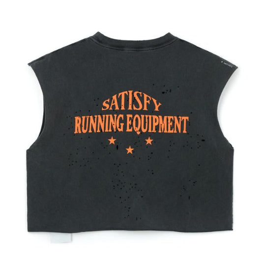 Satisfy Mothtech Women’s Crop Muscle Tee LG5 Off Road - Aged Black