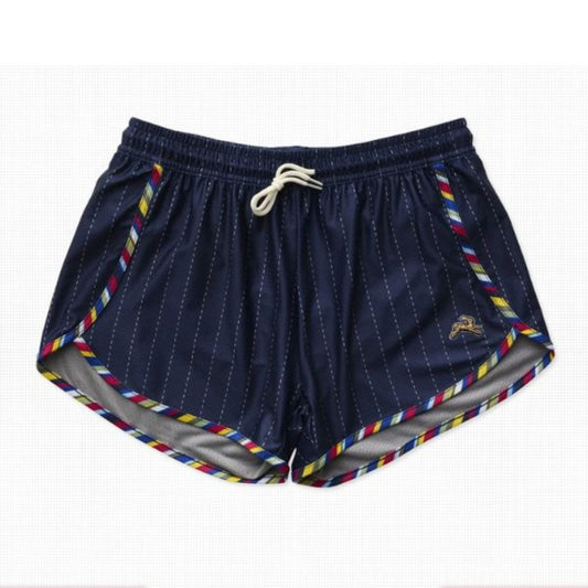 Tracksmith Women Van Cortlandt Shorts - Navy Pinstripe/Multi