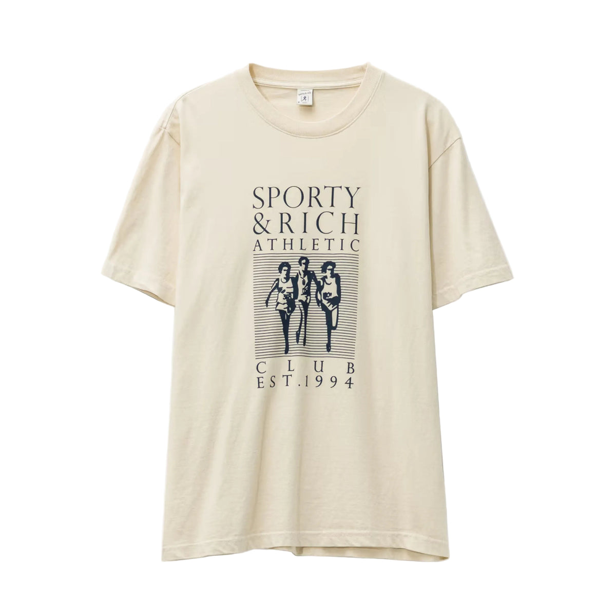 Sporty & Rich Athletics Tee - Cream Navy