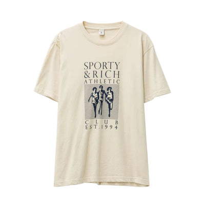 Sporty & Rich Athletics Tee - Cream Navy