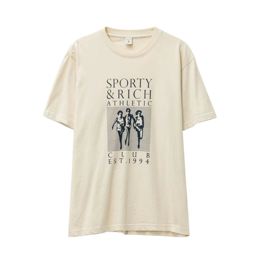 Sporty & Rich Athletics Tee - Cream Navy