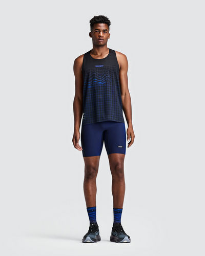 Bandit Men's Striped Cadence™ Half Tights - Black/Bauhaus Blue