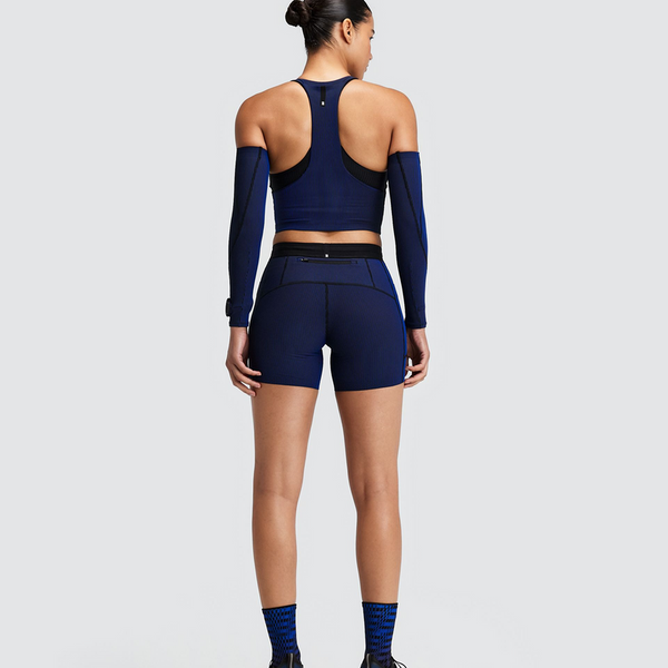 Bandit Women's Striped Cadence™ 5" Compression Shorts - Black/Bauhaus Blue