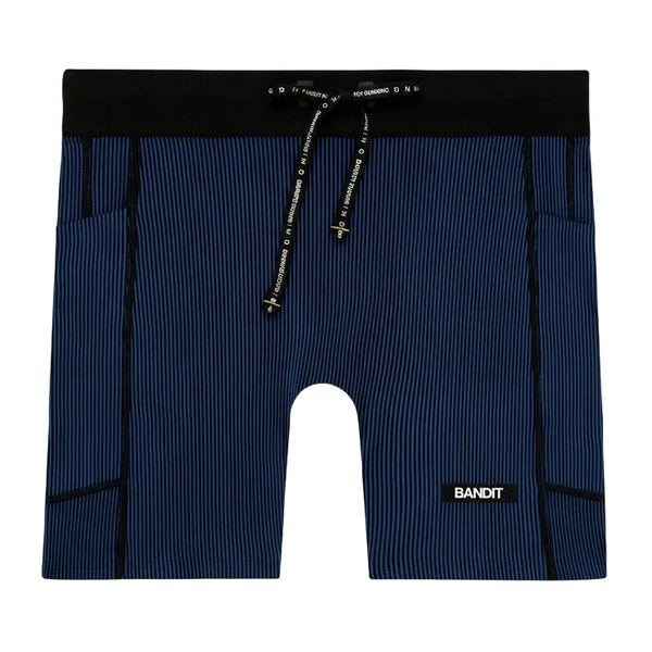 Bandit Women's Striped Cadence™ 5" Compression Shorts - Black/Bauhaus Blue
