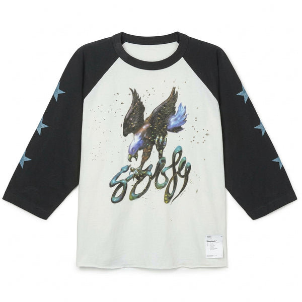 Satisfy Mothtech Baseball Tee - Aged Off White Airbrush Eagle