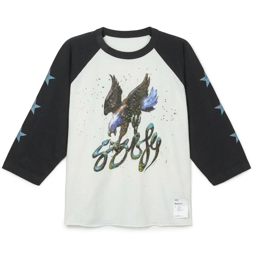 Satisfy Mothtech Baseball Tee - Aged Off White Airbrush Eagle