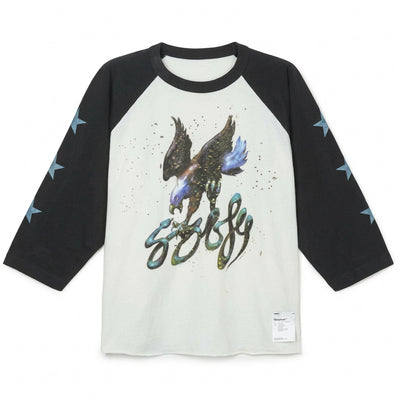 Satisfy Mothtech Baseball Tee - Aged Off White Airbrush Eagle
