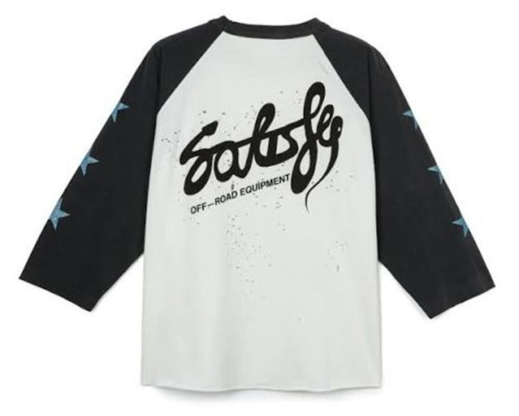 Satisfy Mothtech Baseball Tee - Aged Off White Airbrush Eagle
