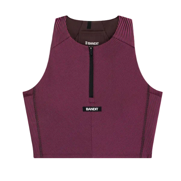Bandit Women's Striped Cadence™ Zip Front Race Crop - Azalea