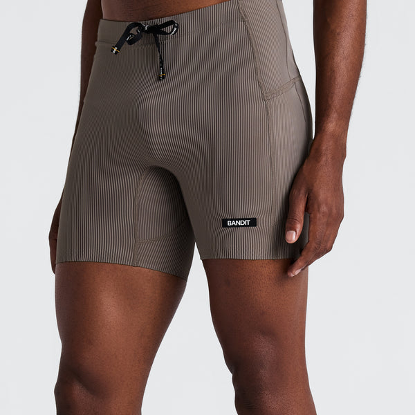 Bandit Men's Striped Cadence™ Quarter Tights - Concrete Taupe / Cocoa