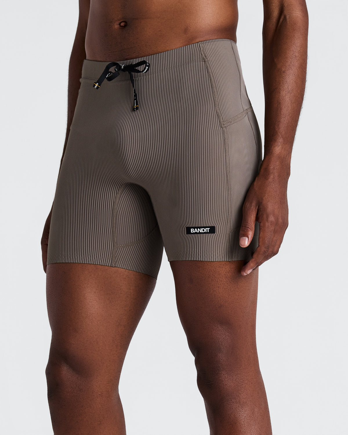 Bandit Men's Striped Cadence™ Quarter Tights - Concrete Taupe / Cocoa