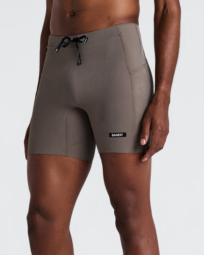 Bandit Men's Striped Cadence™ Quarter Tights - Concrete Taupe / Cocoa