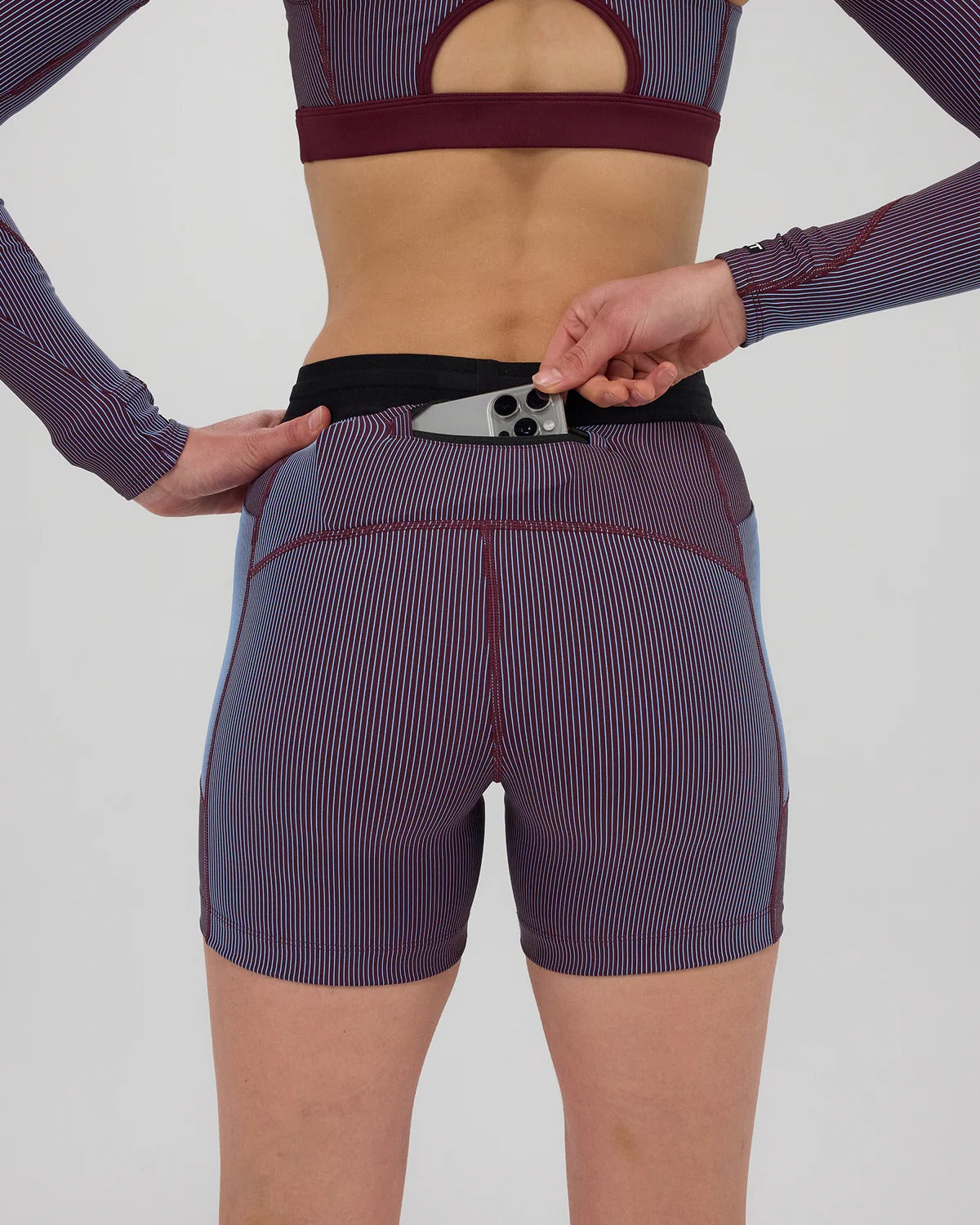 Bandit Striped Cadence 5” Compression Short - Fig / Vintage Blue