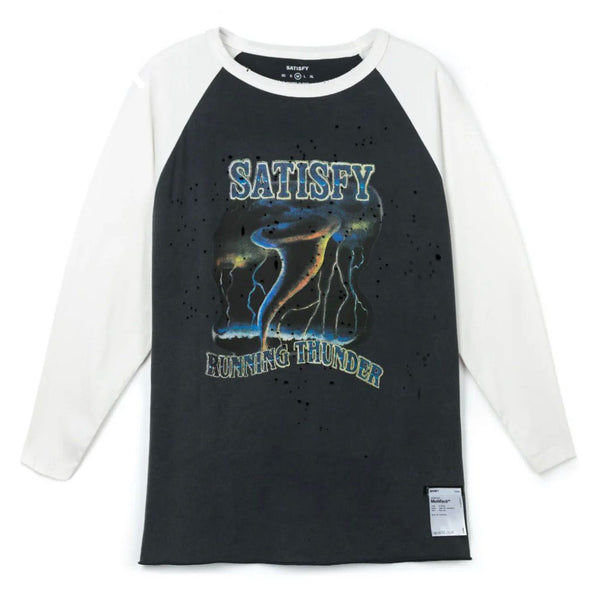 Satisfy Mothtech Tee Baseball Running Thunder - Off White Aged Black