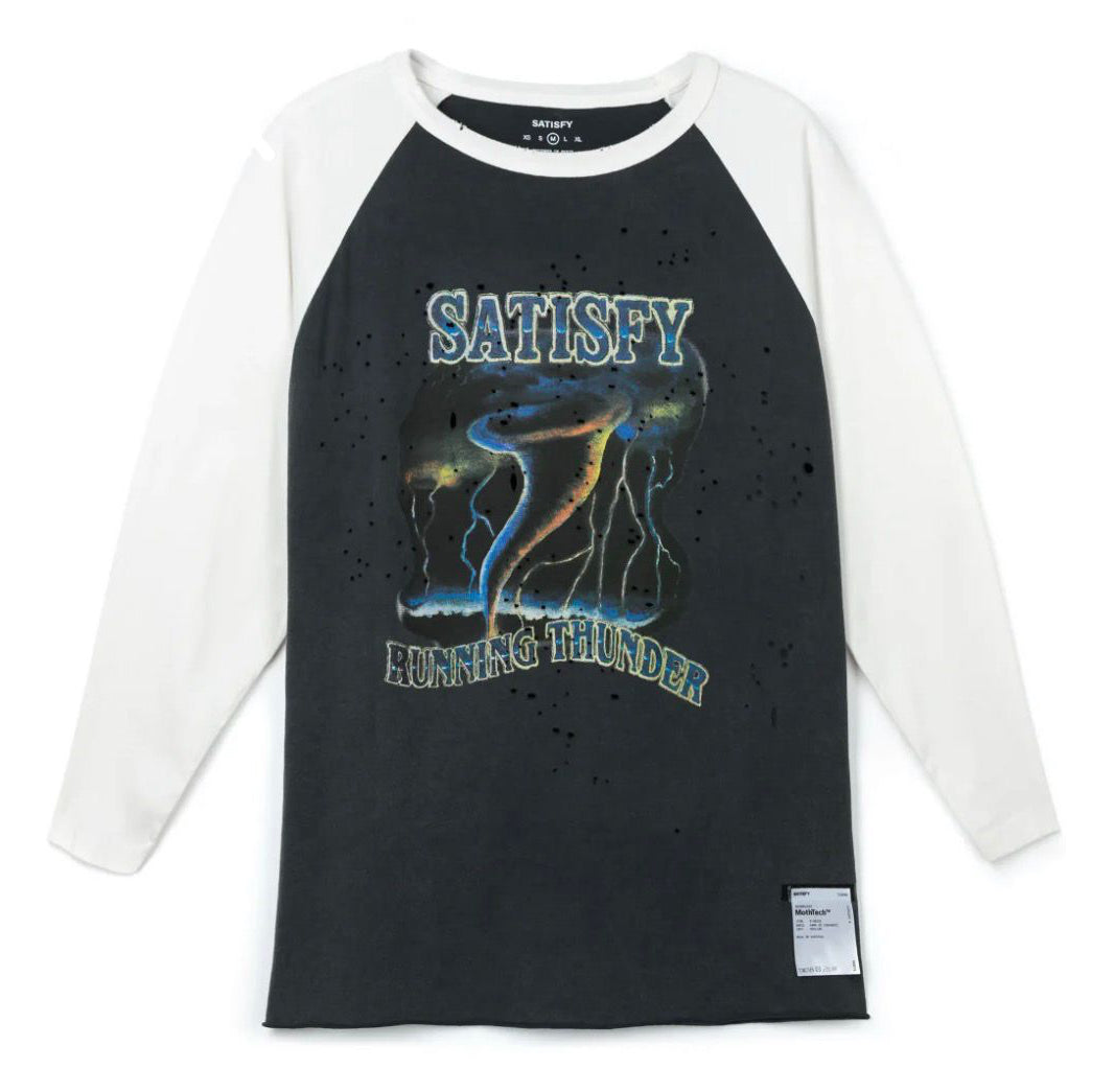 Satisfy Mothtech Tee Baseball Running Thunder - Off White Aged Black