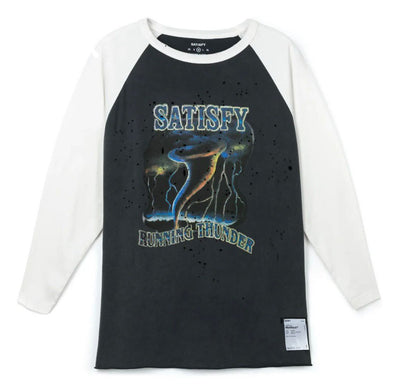 Satisfy Mothtech Tee Baseball Running Thunder - Off White Aged Black